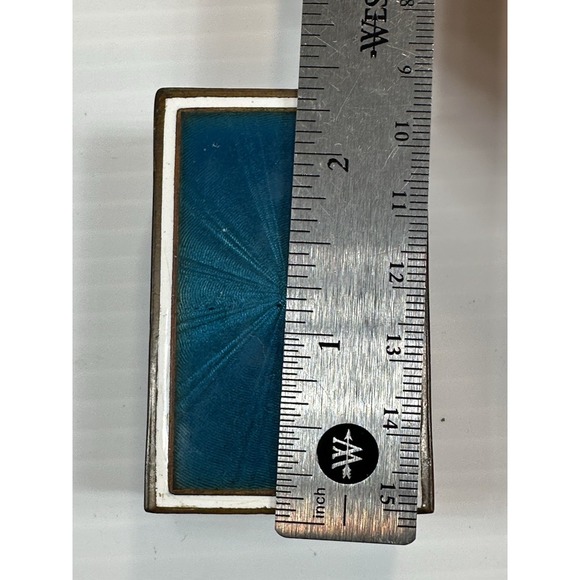 Vintage German Art Deco Blue White Enamel Match Box Holder 1930's Star Burst - Picture 11 of 11